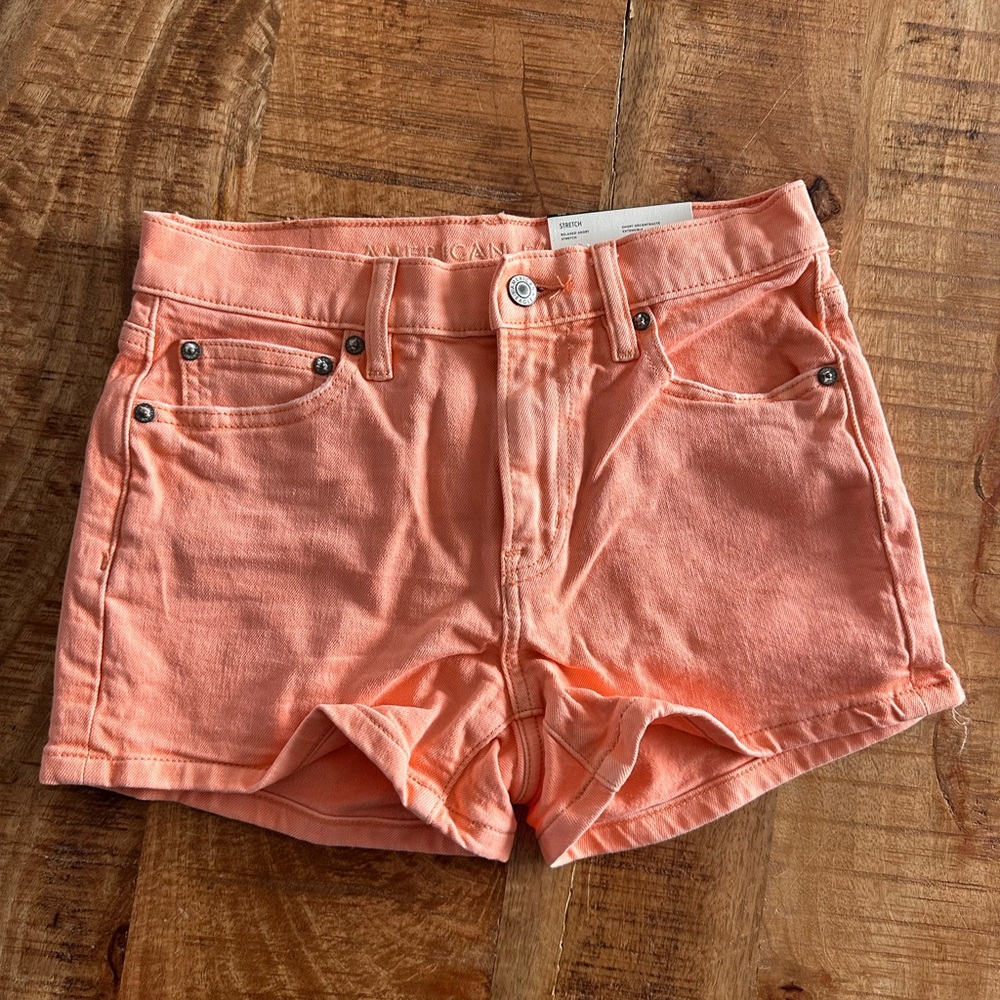 American Eagle Peach Denim Women Shorts 00 24w